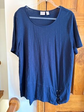 Chico's Deep Navy Scoop Neck Short-Sleeve Top